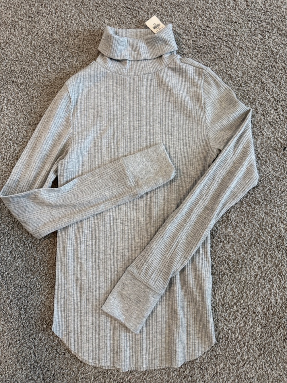 aerie Gray Ribbed Turtleneck Sweater Top